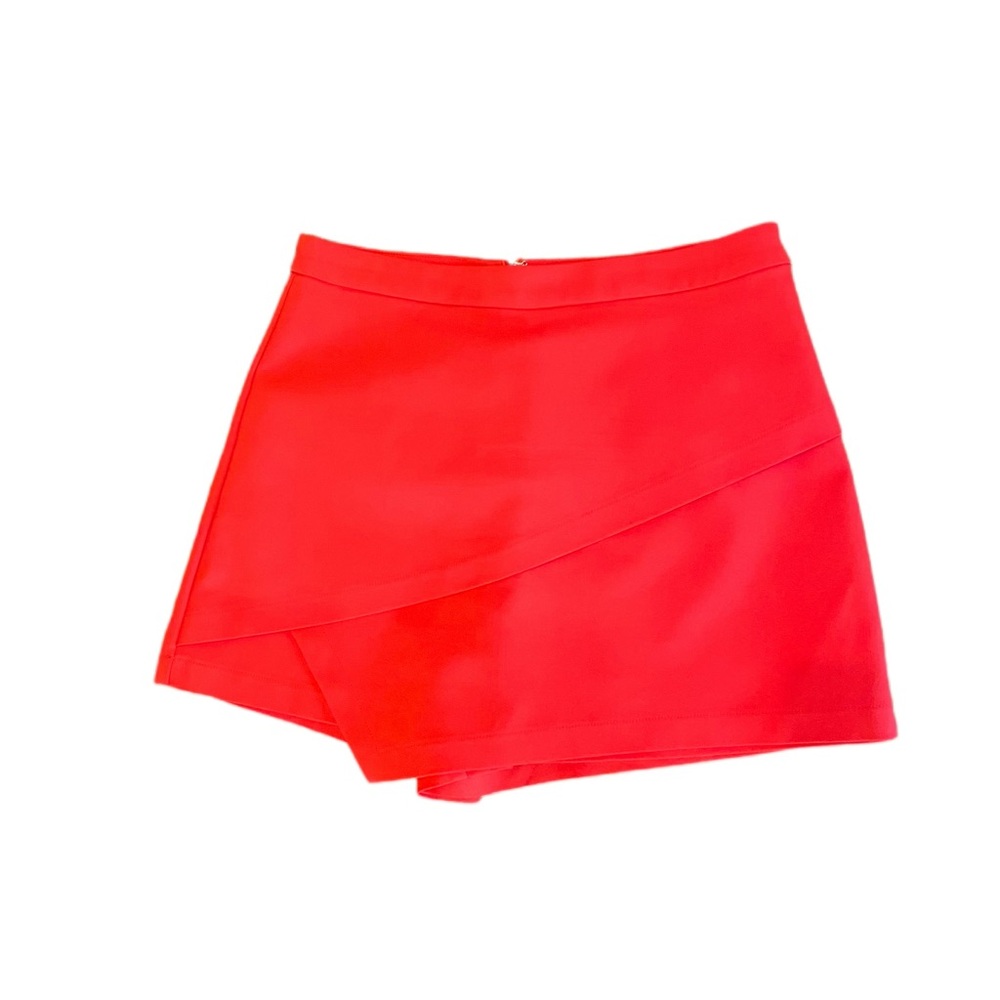 Gianni Bini Red Asymmetrical Wrap Mini Skort